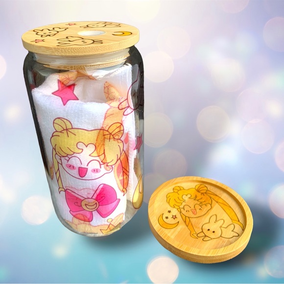 Cute 16oz sailor moon icons glass beer can either frosted or Clear. - Picture 6 of 9